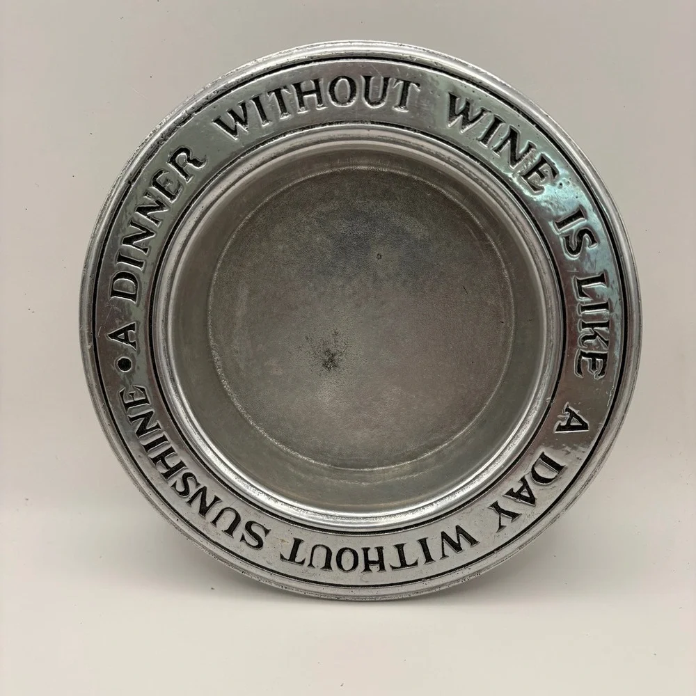 Vintage Mid Century Modern 1060s Wilton Armetale Pewter Wine Bottle Coaster felt
